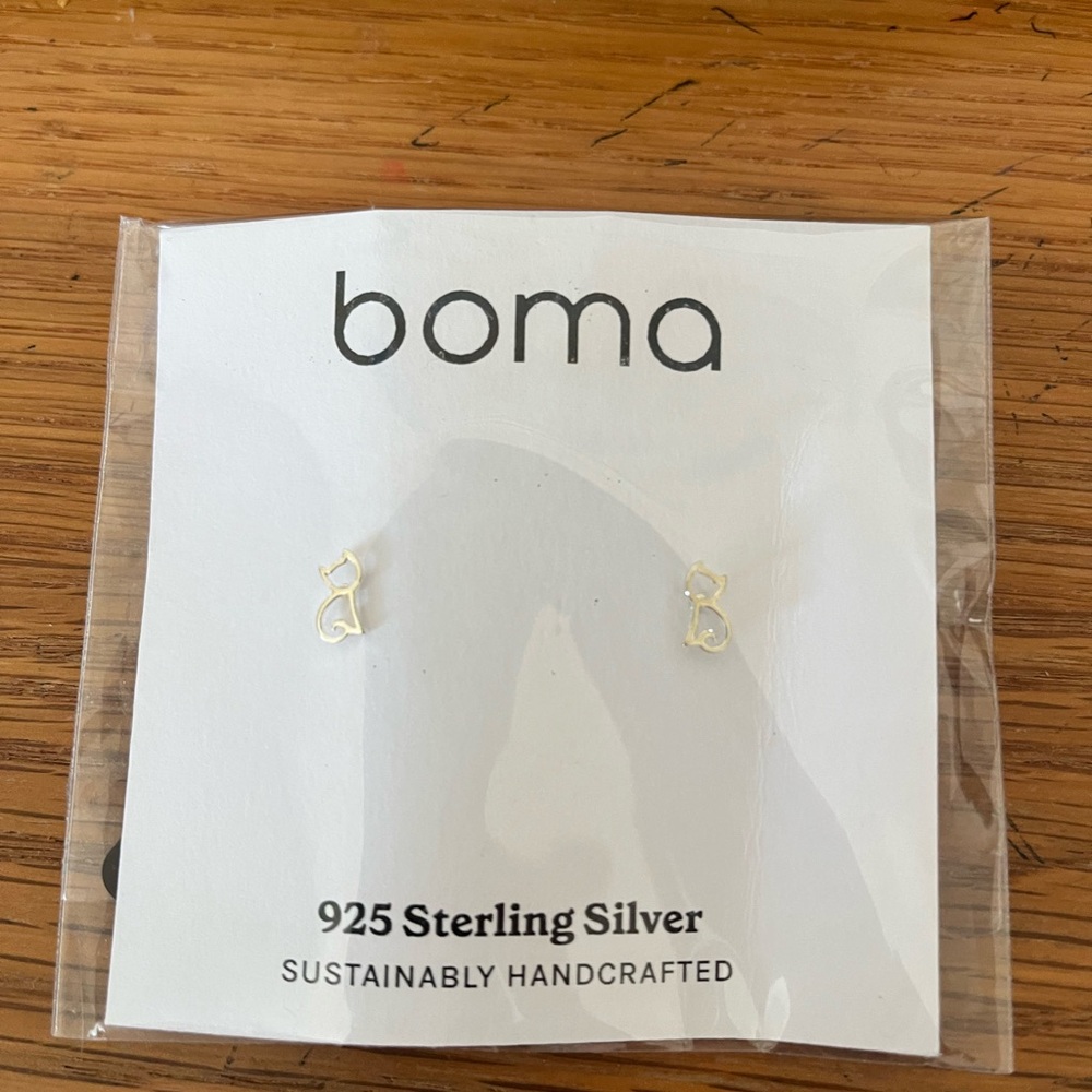 Boma Sterling Silver Cat Earrings